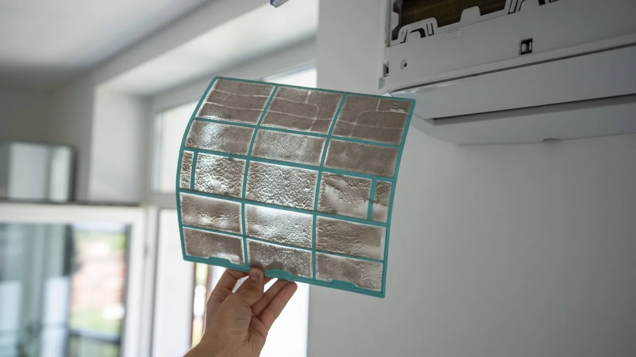Un filtro con polvo acumulado: el aparato trabaja más y consume más.