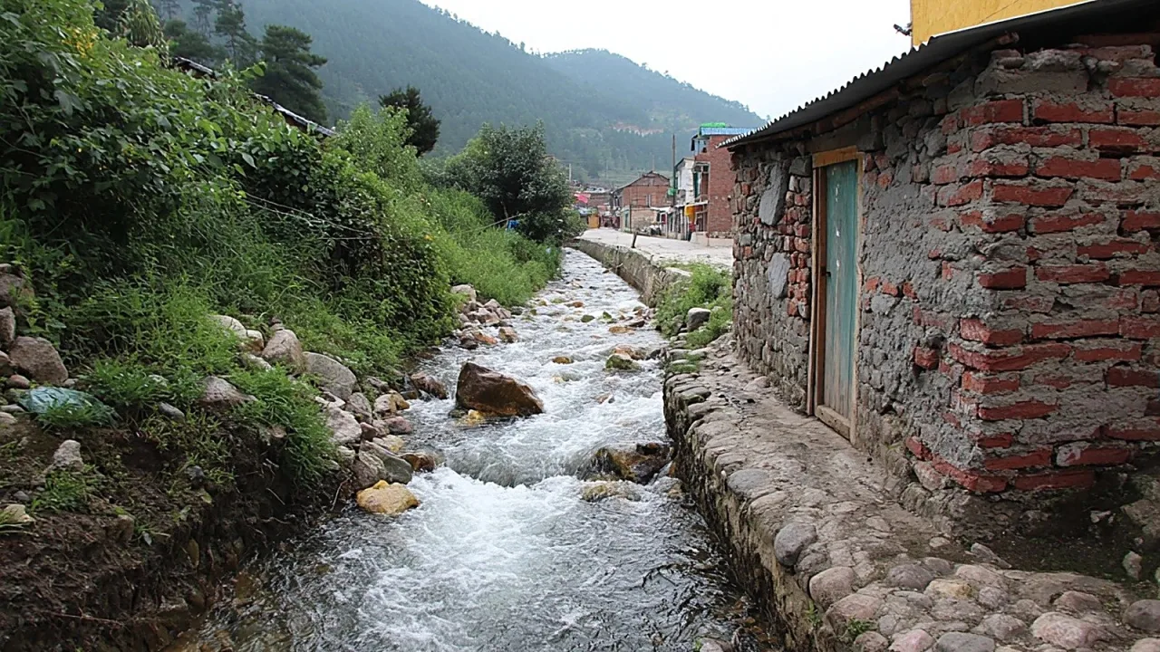 El río de al lado, convertido en enchufe.